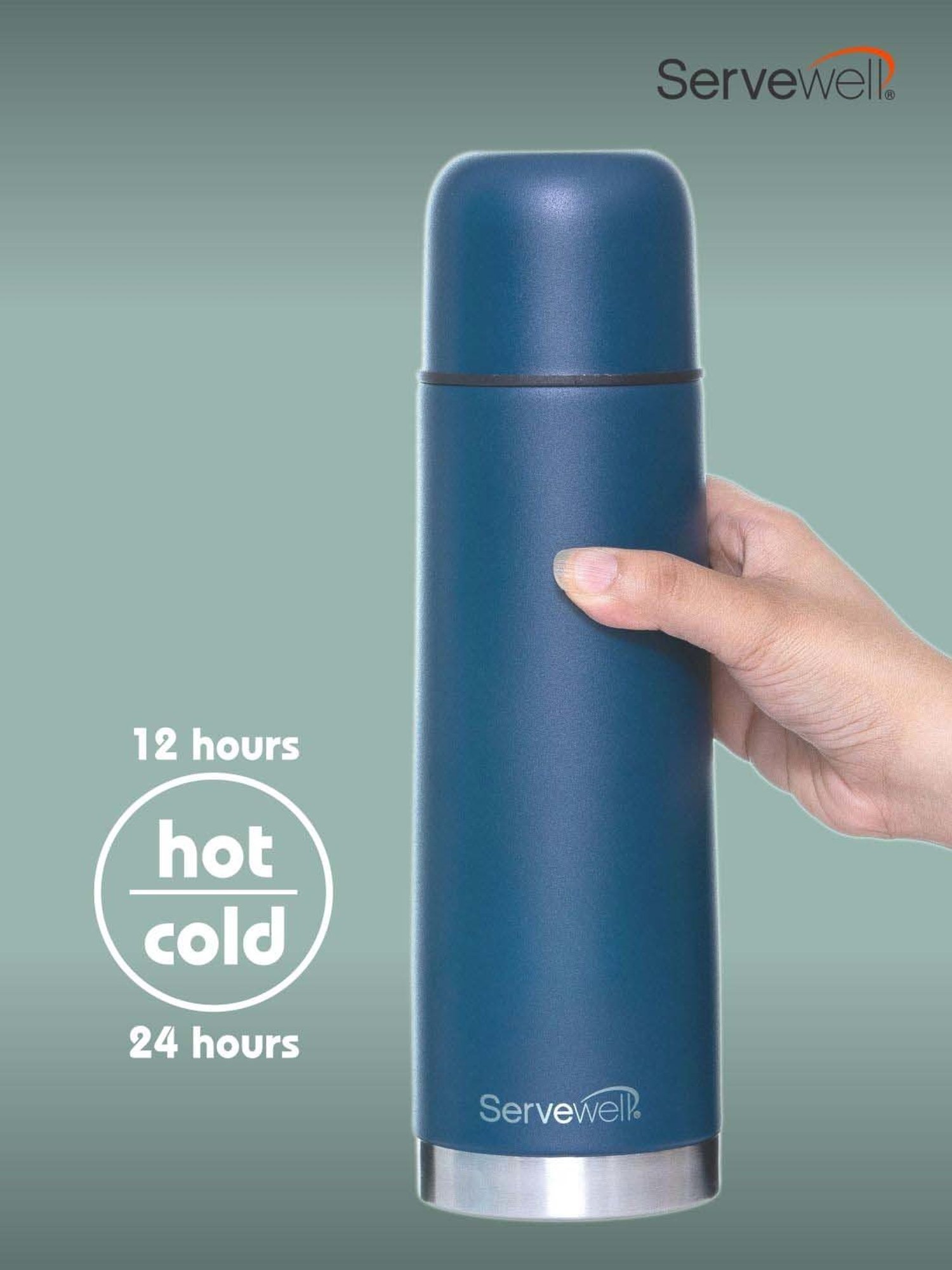 Servewell Navy Blue Steel Graffe - Ss Vacuum Flask (0.75 L)