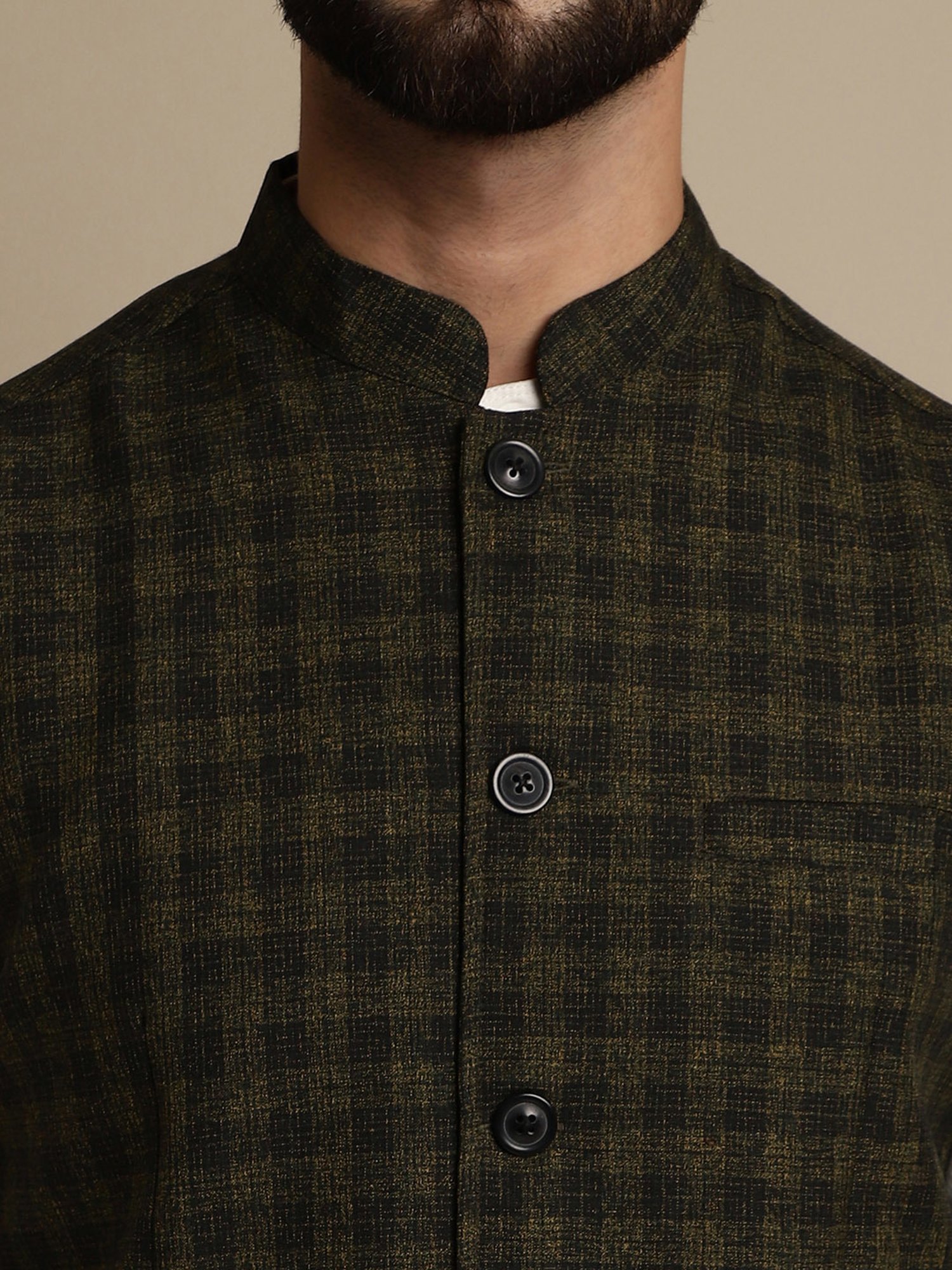 Even Multicolor Regular Fit Check Nehru Jacket