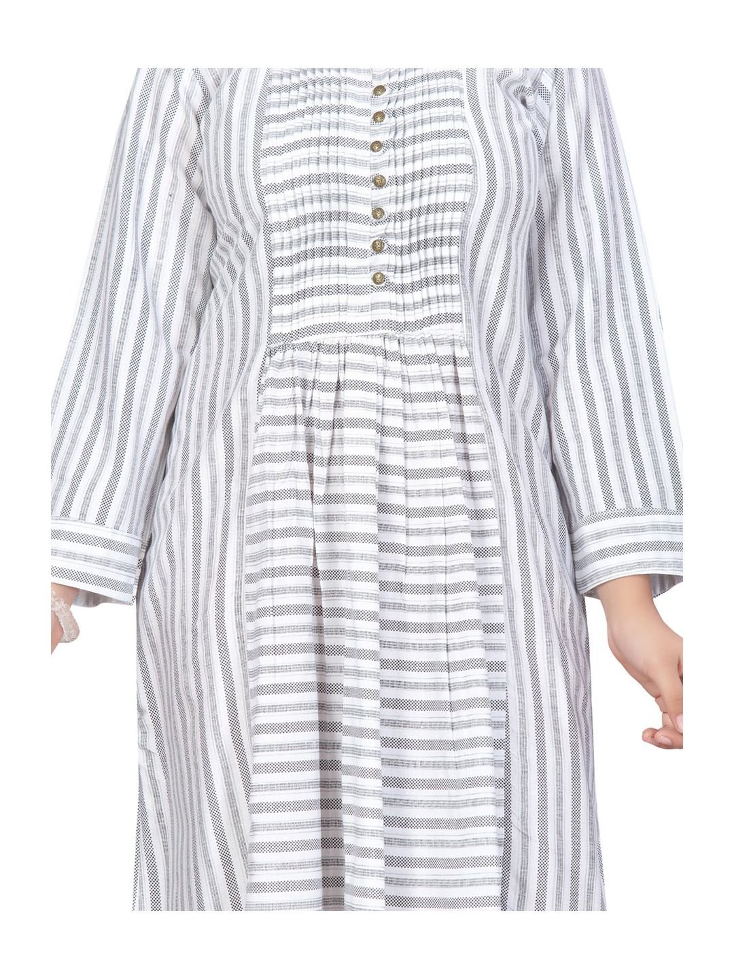 Aarika Kids Grey Cotton Striped Dress