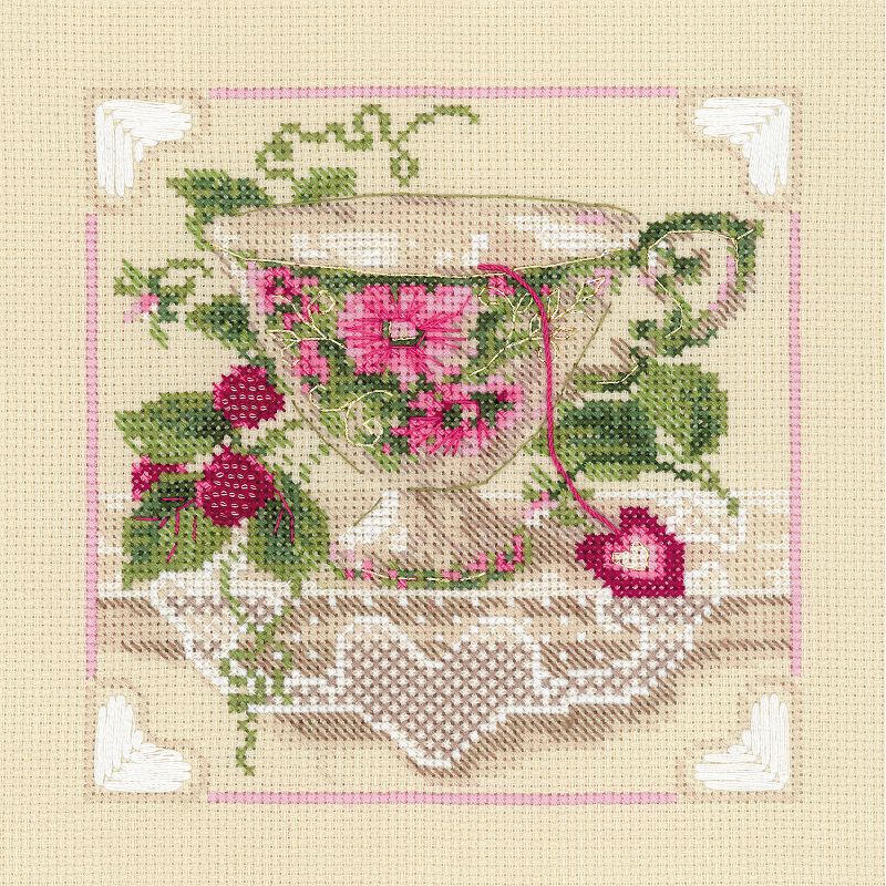 RIOLIS Counted Cross Stitch Kit 7.75"X7.75"-Raspberry Tea (14 Count)