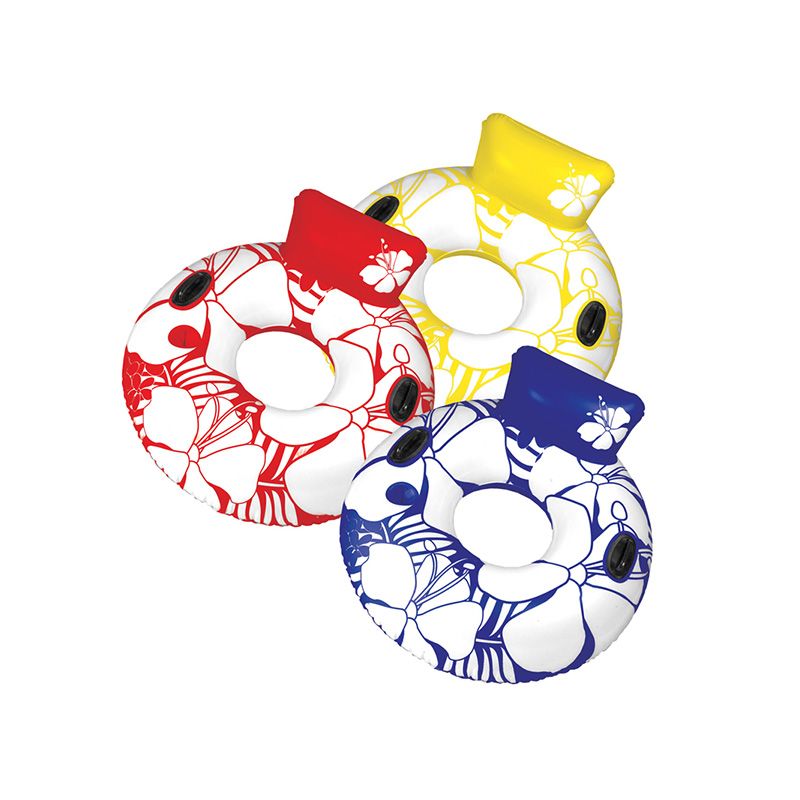 Swim Central 50" Inflatable Red and White Hawaiian Swimming Pool Lounger with Cup Holder