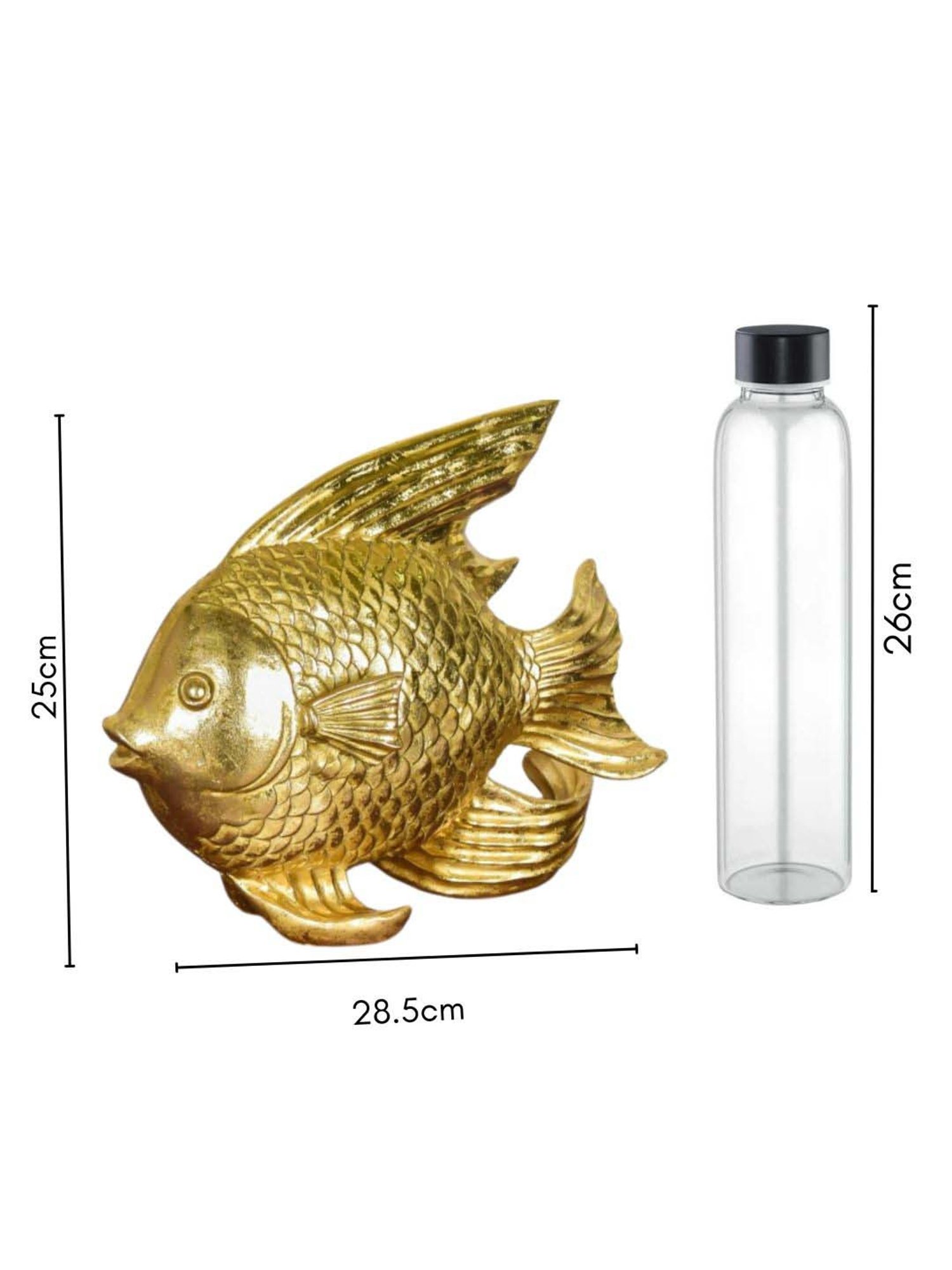 Nestasia Artisanal Intricate Textured Golden Lustre Resin Fish Table Decor With Anti Skid Base 11 "