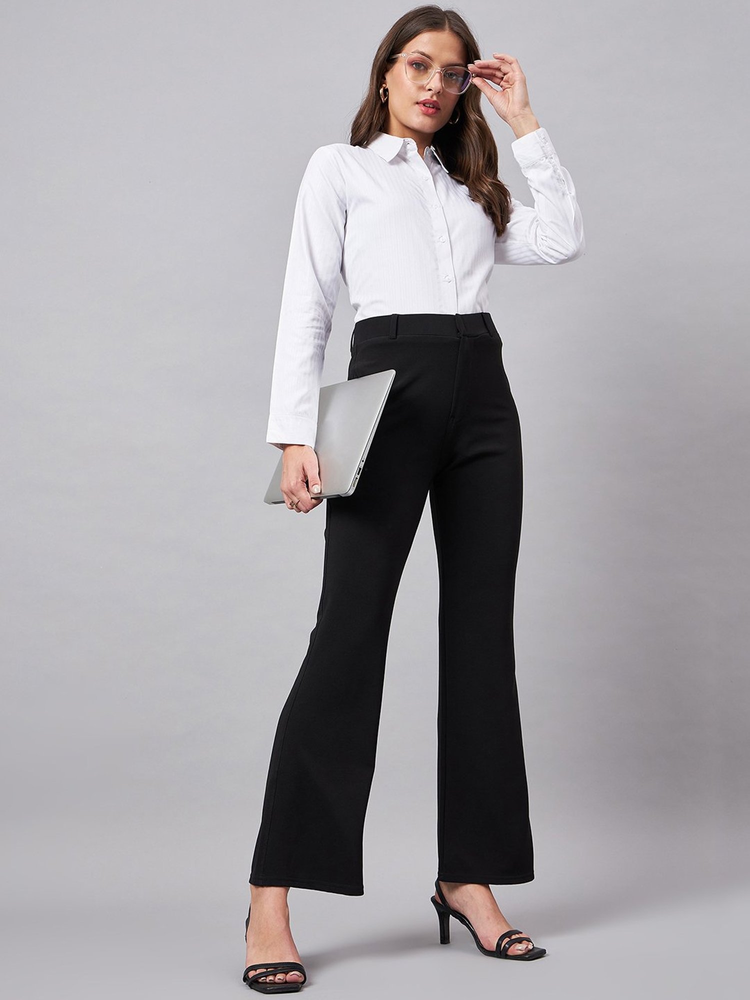 Style Quotient Black Flared Fit Trousers