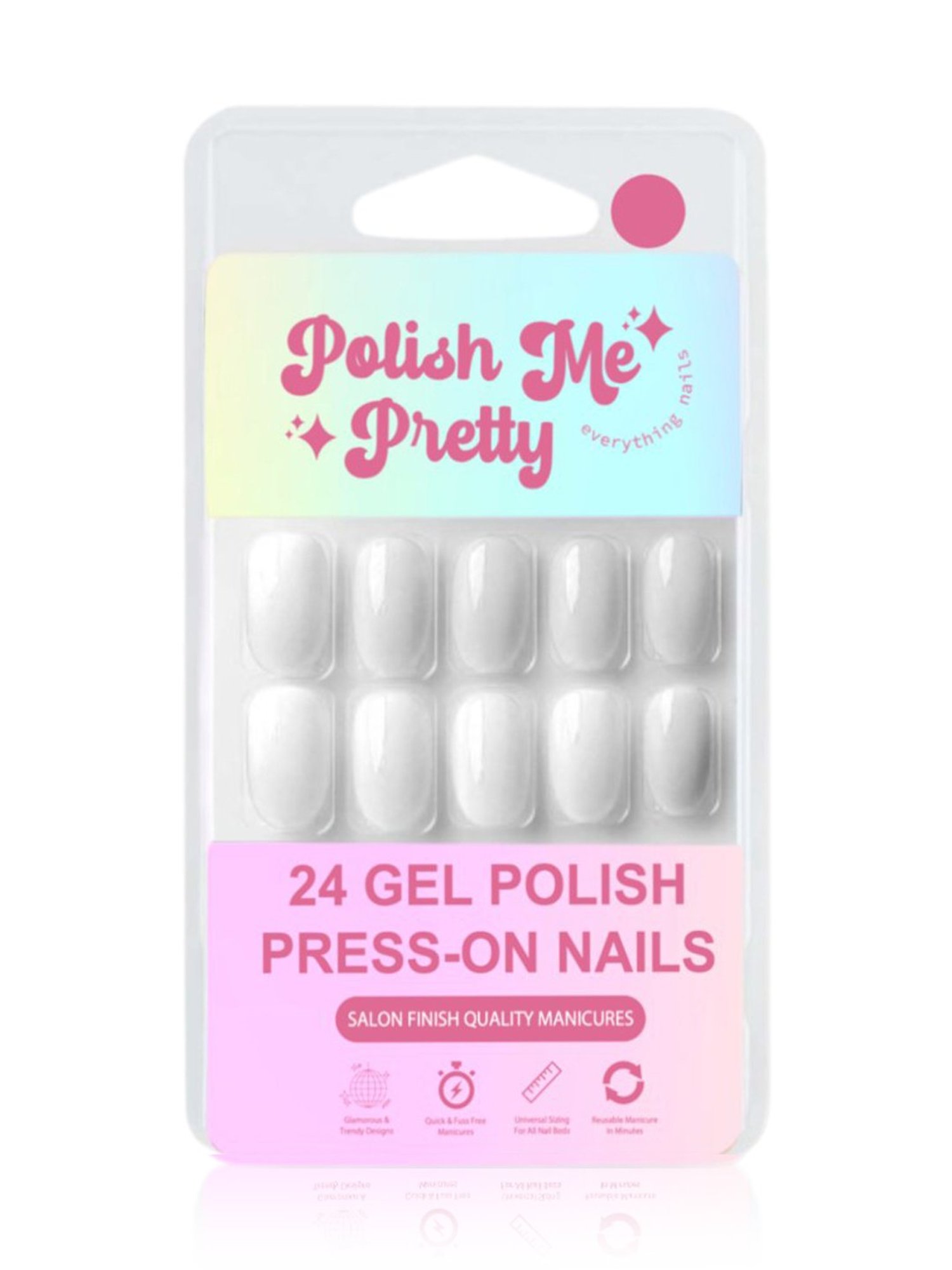 Polish Me Pretty Gel Polish Press-On Nails Oyster - Set of 24