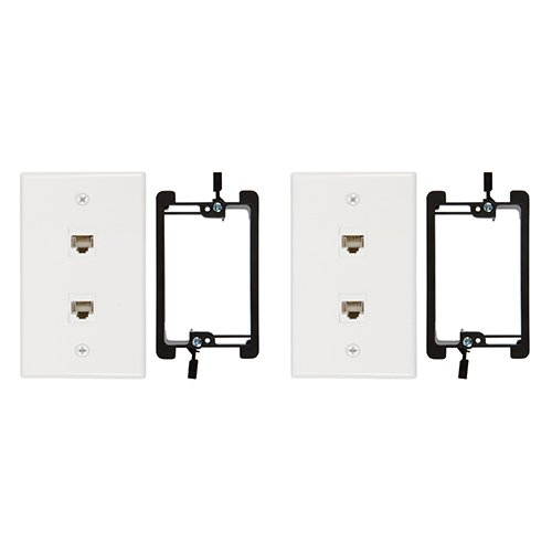 Buyer's Point 2 Port Cat6 Wall Plate, Female-Female with Single Gang Low Voltage Mounting Bracket Device Pack of 2 White 2 Port