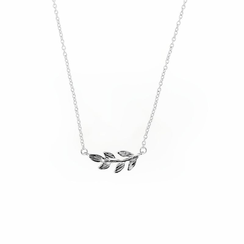 Sanctuary Project Dainty Olive Branch Necklace Silver