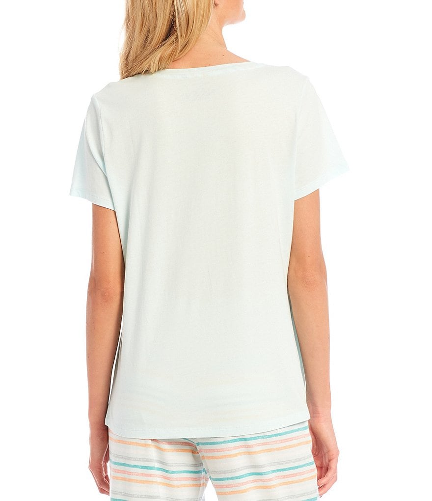 Sleep Sense #double;Make Today A Good Day#double; Screenprinted Knit Scoop Neck Short Sleeve Sleep Tee