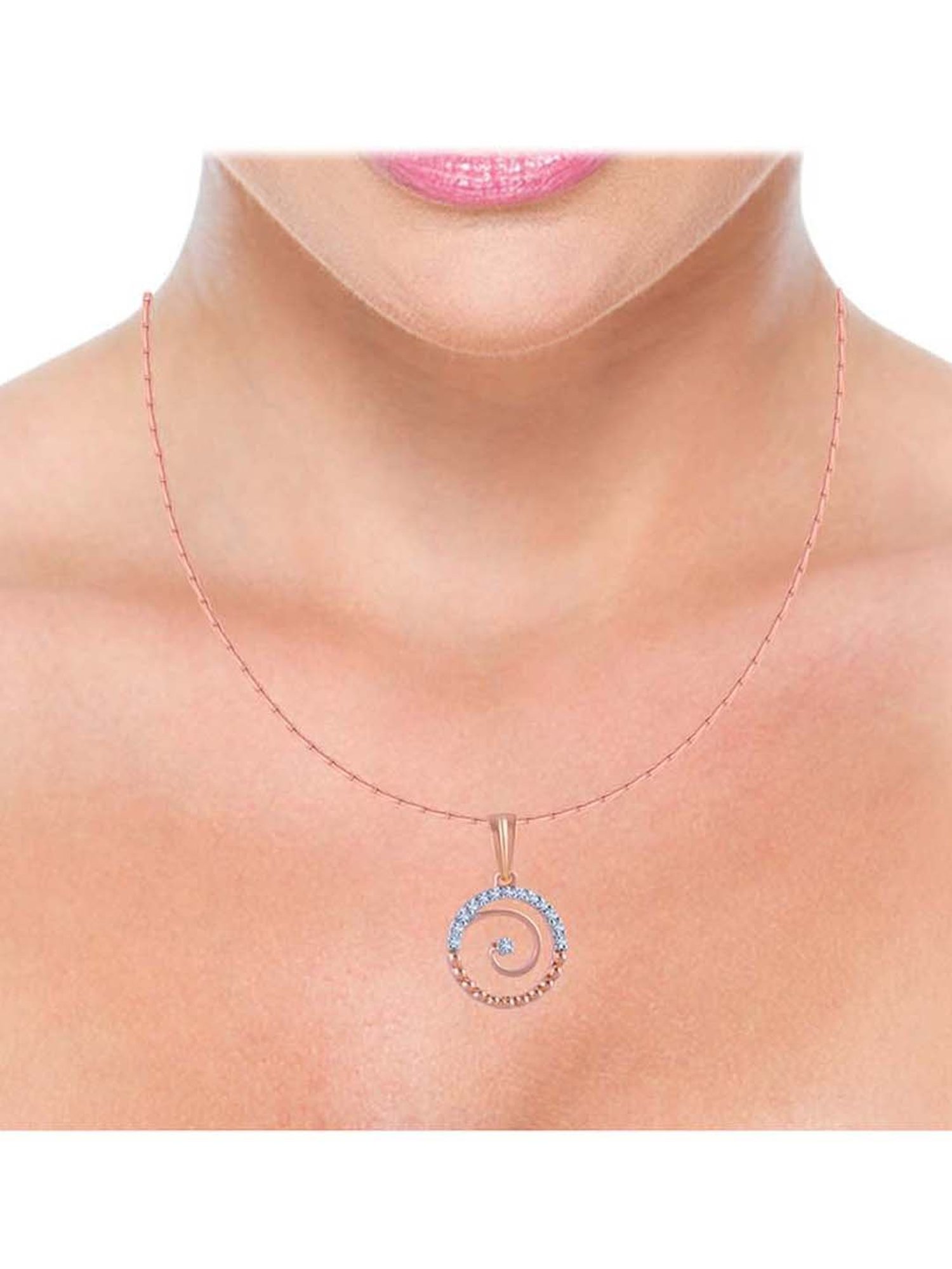 P.C. Chandra Jewellers 14 kt Gold & Diamond Pendant without Chain