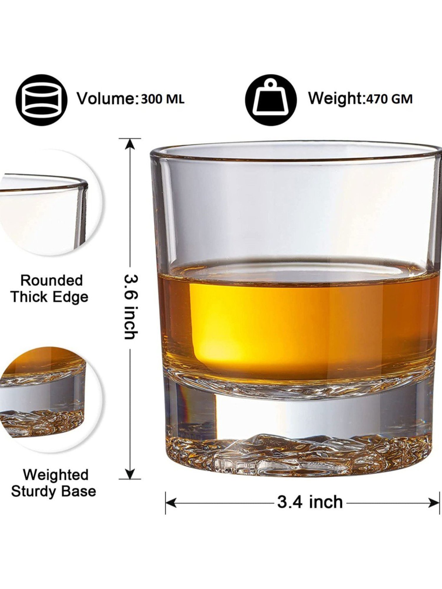 Melbify Roll Sip Transparent Cocktail Glass with straw 250ml - Set of 2