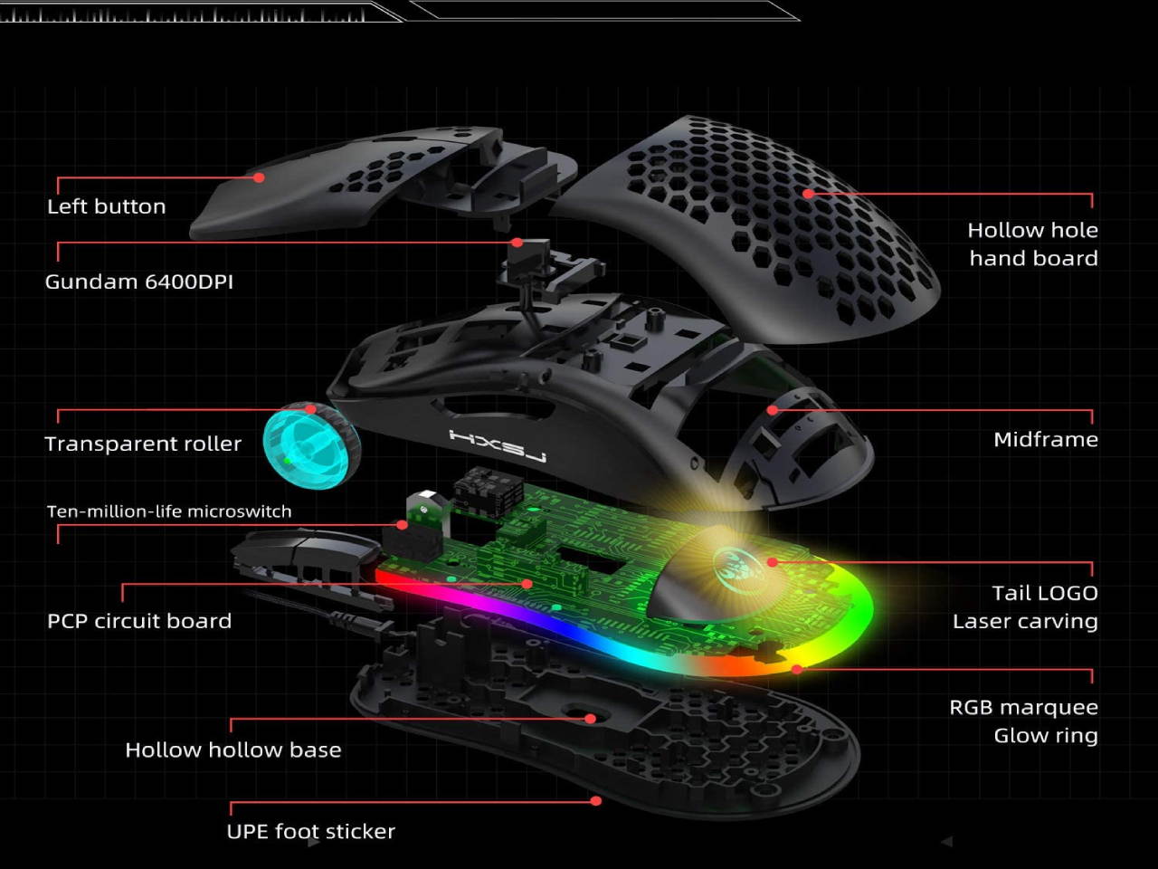 Updated Gaming Mouse with 7 Programmable Buttons, Chroma RGB Backlight Gaming mice, 6400 Adjustable DPI, Ergonomic USB Computer Mouse, High Precision Sensor for Windows PC & Laptop Gamers