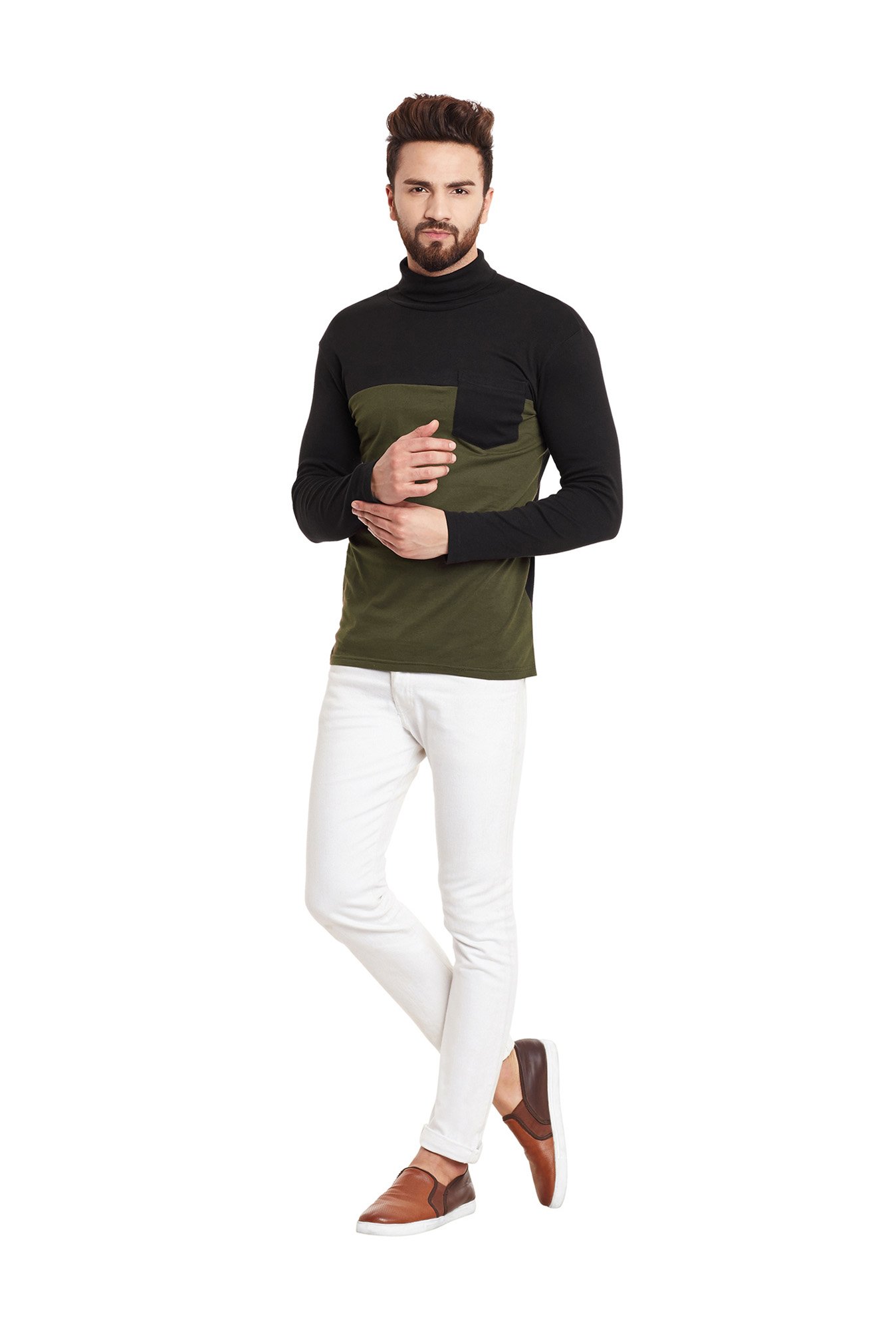 Hypernation Olive & Black Regular Fit T-Shirt
