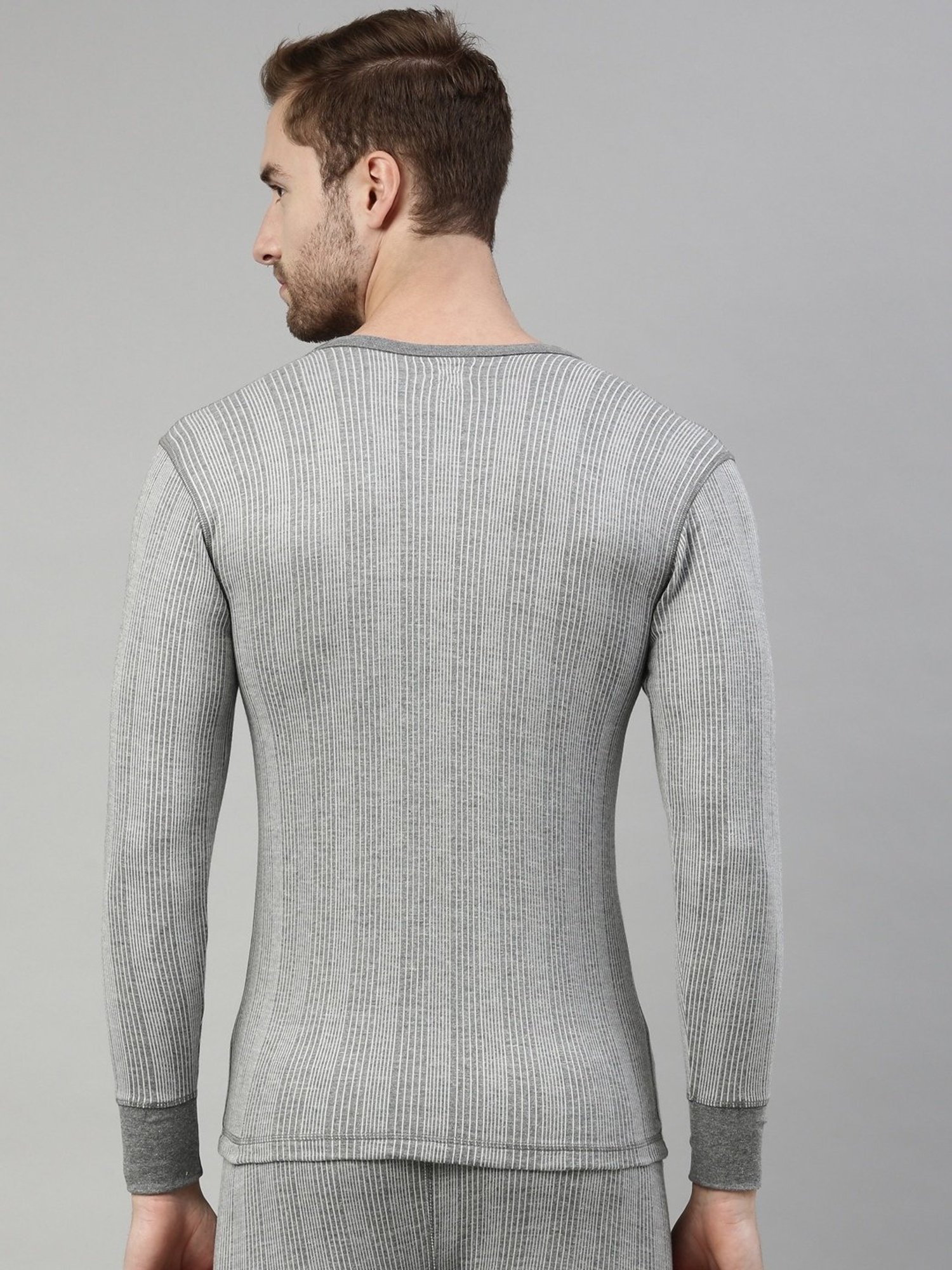 Dixcy Scott Originals Light Grey Melange Cotton Skinny Fit Thermal Top