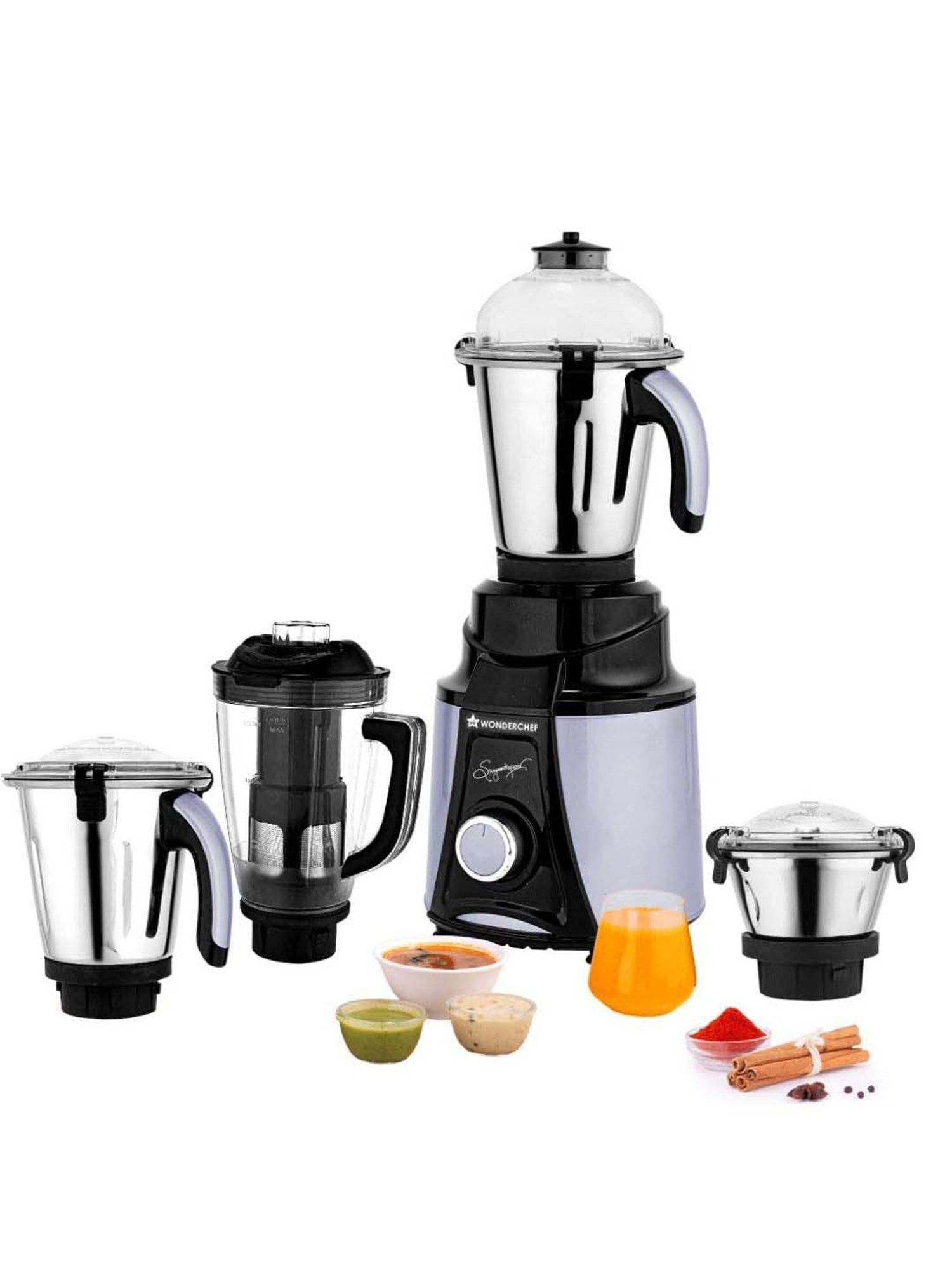 Wonderchef Galaxy 1000W Mixer Grinder with 100% Copper Motor & 4 Stainless Steel Jars (Black & Grey)