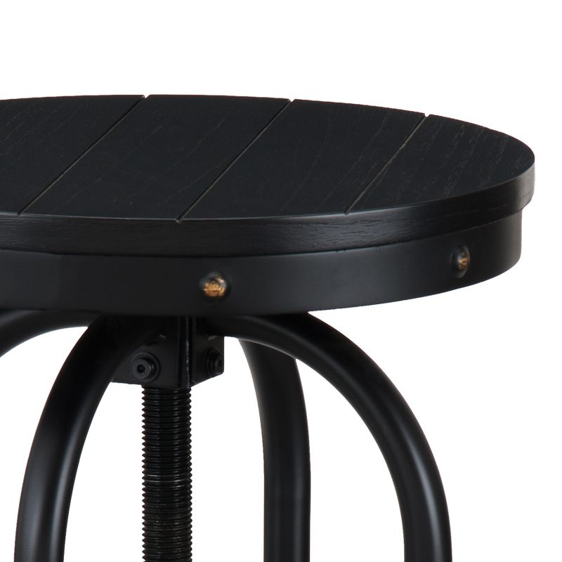 Industrial Adjustable Height Swiveling Stool Black - Aiden Lane