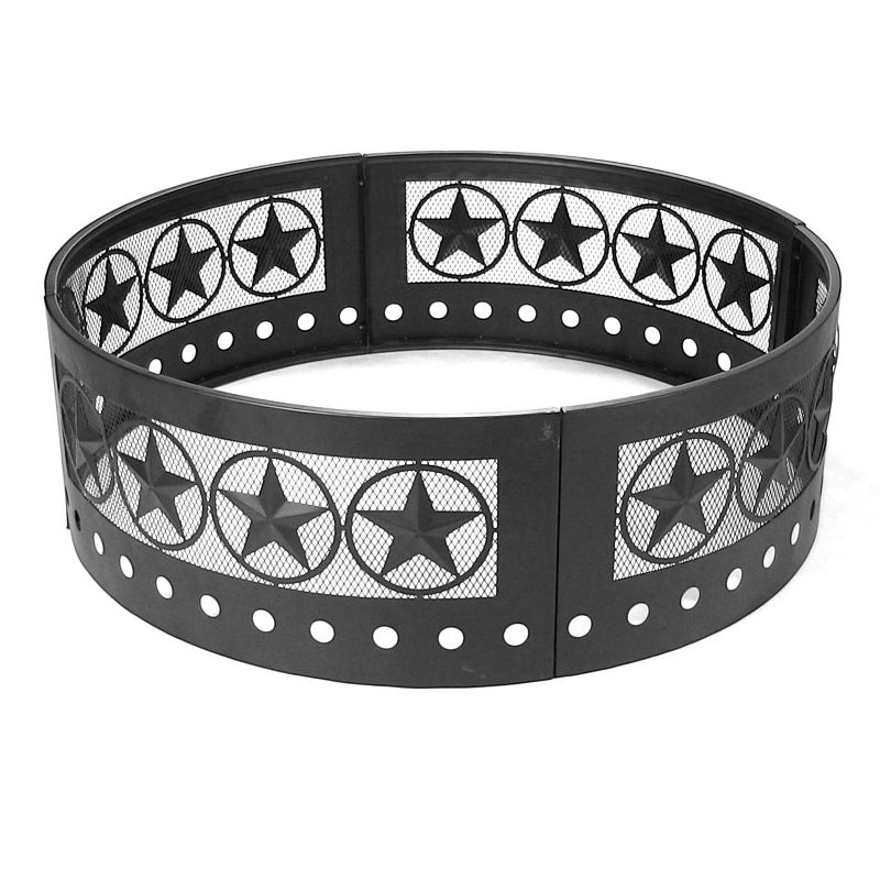 Sunnydaze Outdoor Heavy-Duty Steel Portable Large Round Four Star Cut Out Fire Pit Ring - 36" - Black