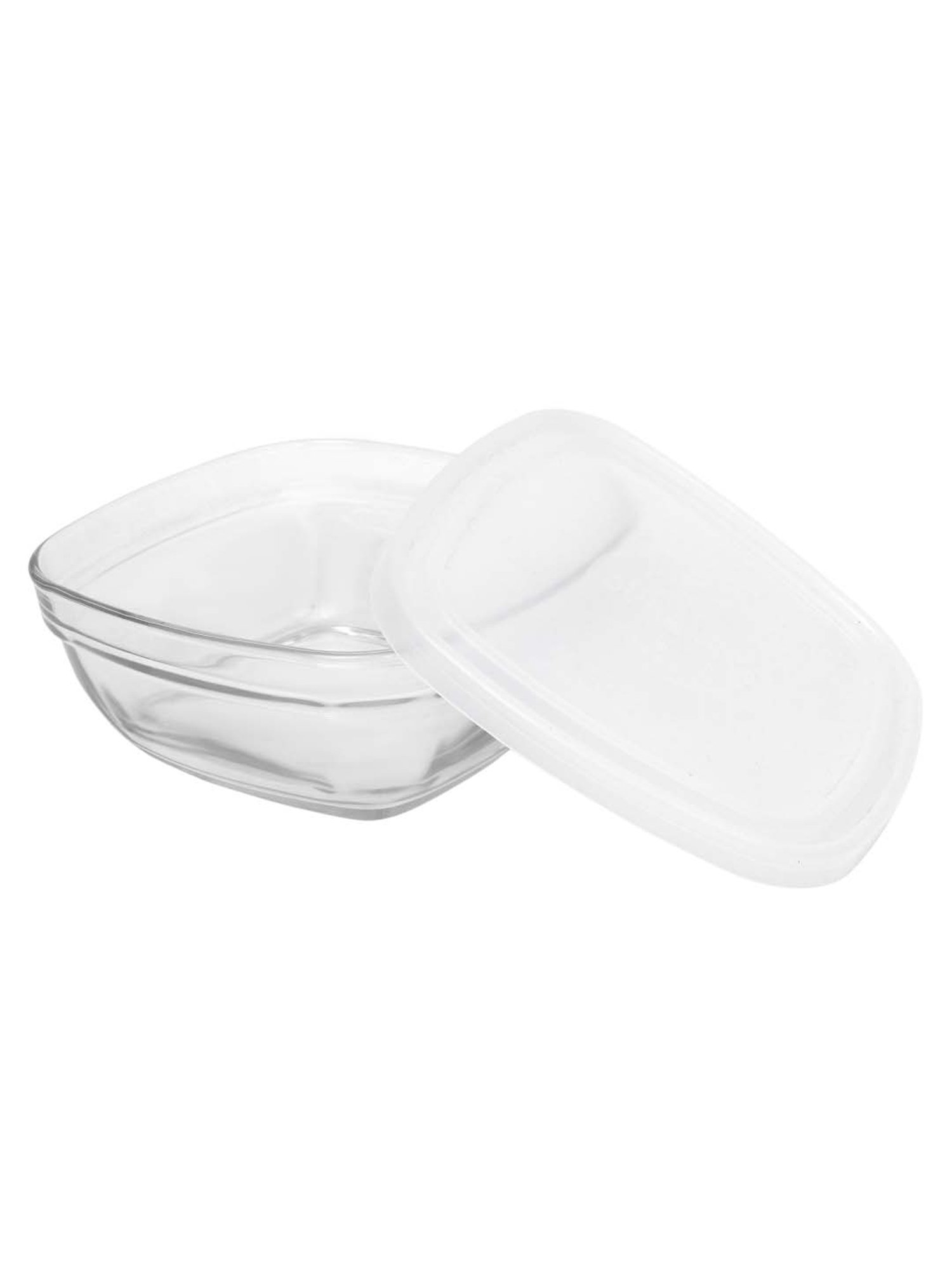 Duralex 'Freshbox' Transparent & White Glass 20 cm Container With Lid (2 L) - Set of 2