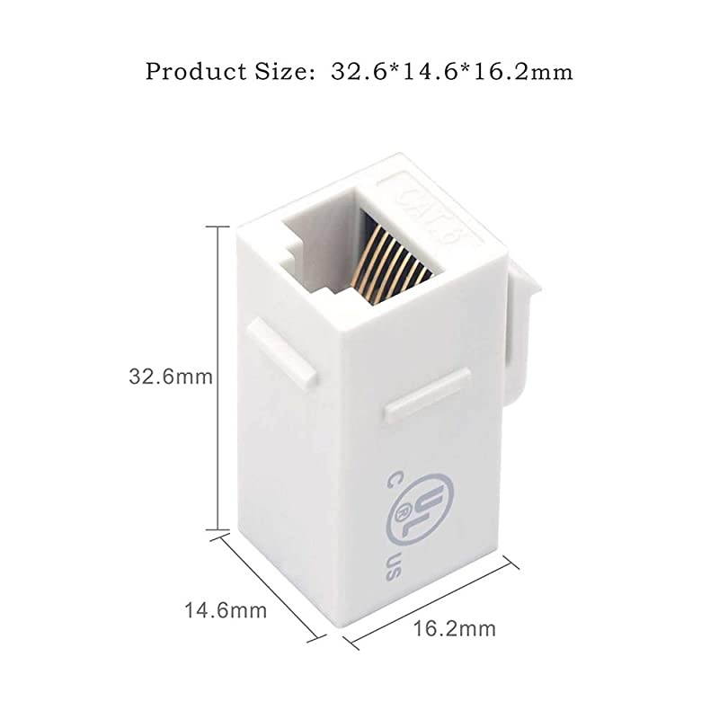 25Pack UTP CAT6 Keystone CouplerRJ45 Female to Female Insert Coupler UTP CAT6 Keystone Inline Coupler UL Listed