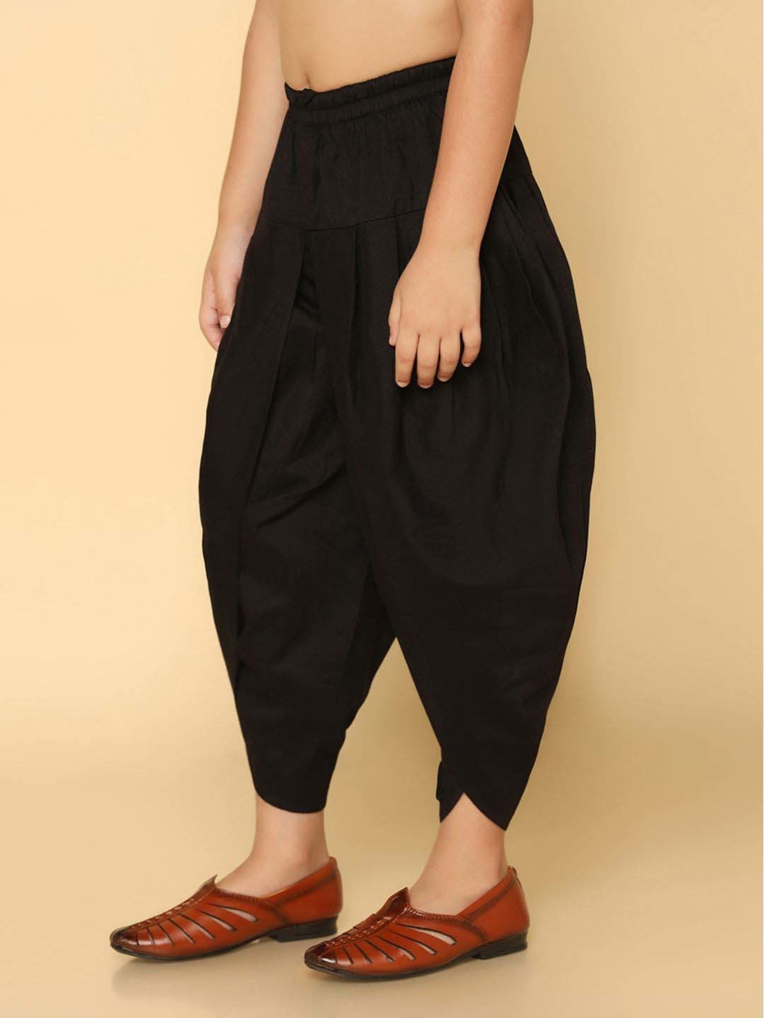 KISAH Kids Black Cotton Regular Fit Dhoti Pants
