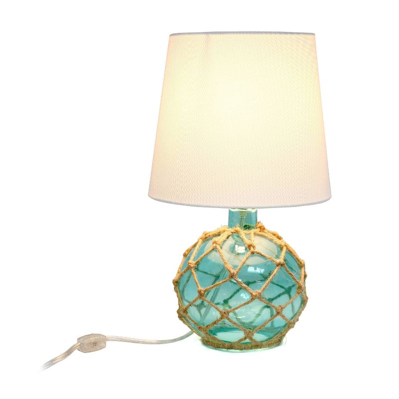Buoy Rope Nautical Netted Coastal Sea Glass Table Lamp Aqua - Elegant Designs