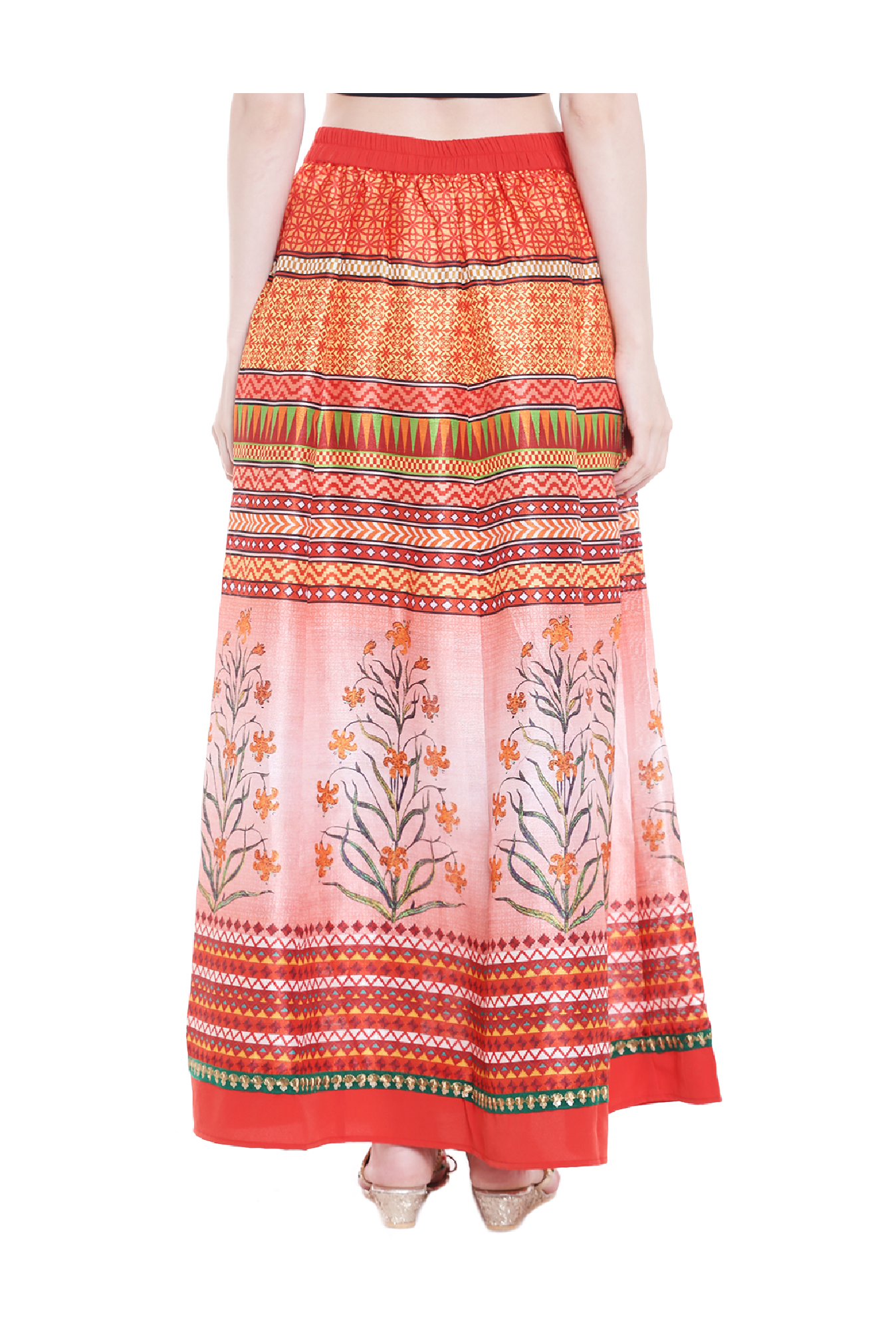 Fusion Beats Multicolor Printed Maxi Skirt