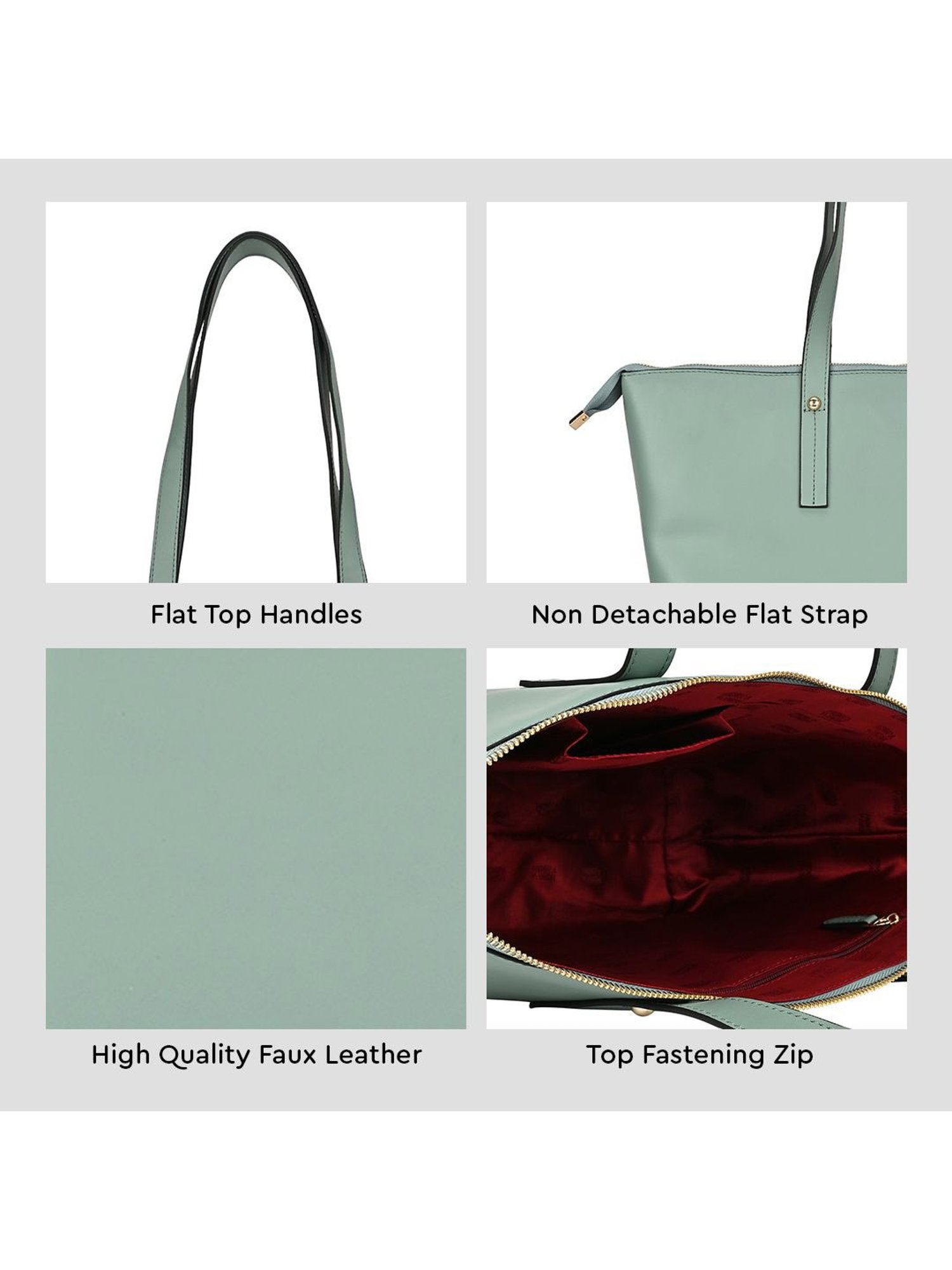 Horra Mint Green Solid Tote Handbag