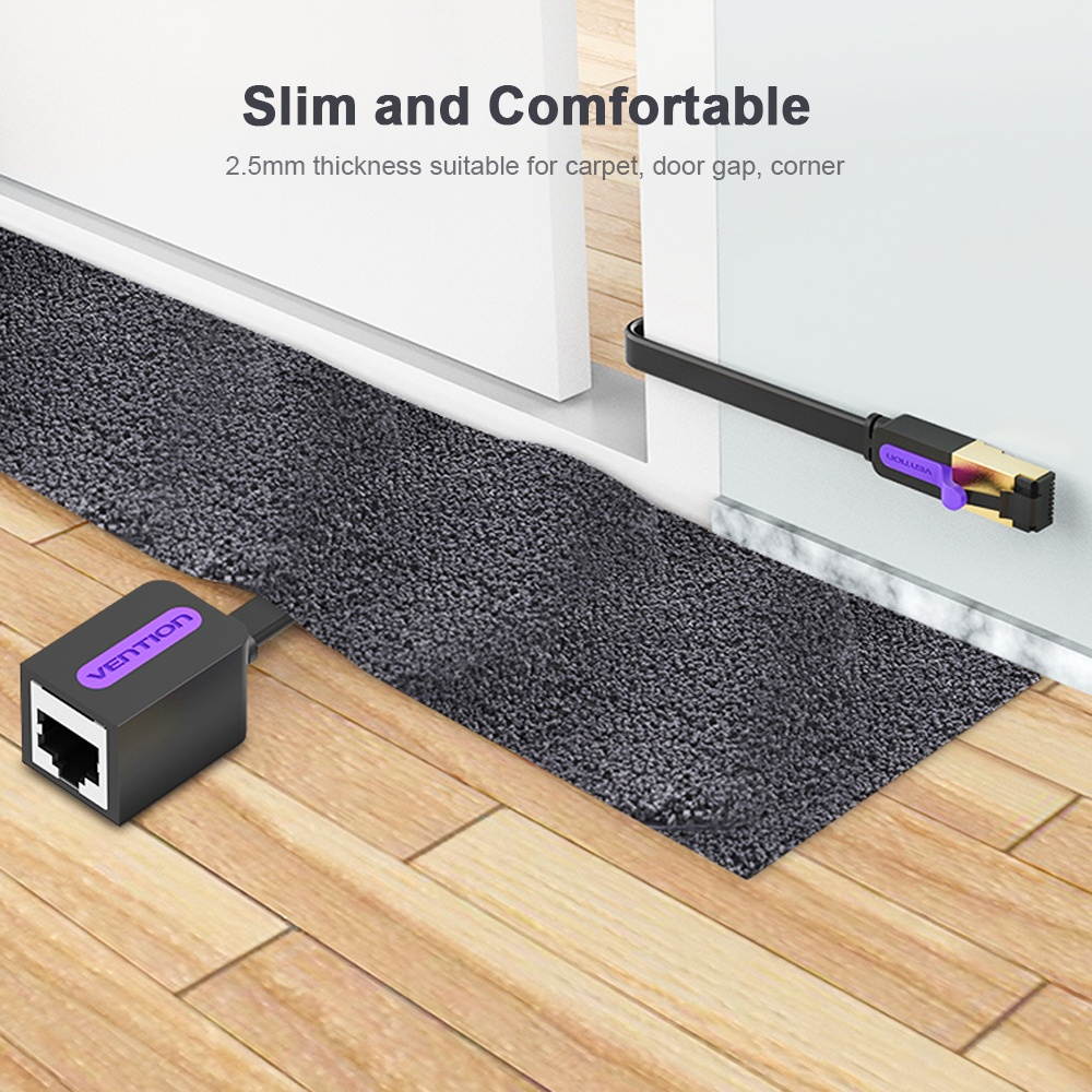 VENTION CAT 7 Network Extension Cable 10 Gigabit Fast Speed Flat Network Cable RJ45 LAN Cable for Home Business 5m Black