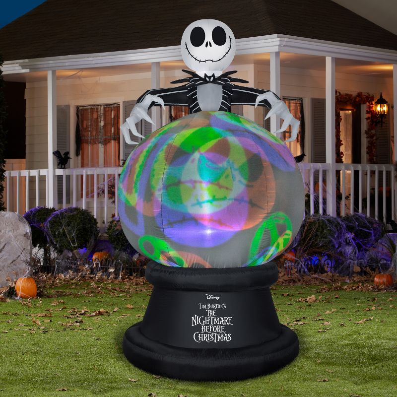 Gemmy Projection Airblown Globe NeonGlo NBC w/Hovering Jack Disney (YOGPl), 9 ft Tall, white