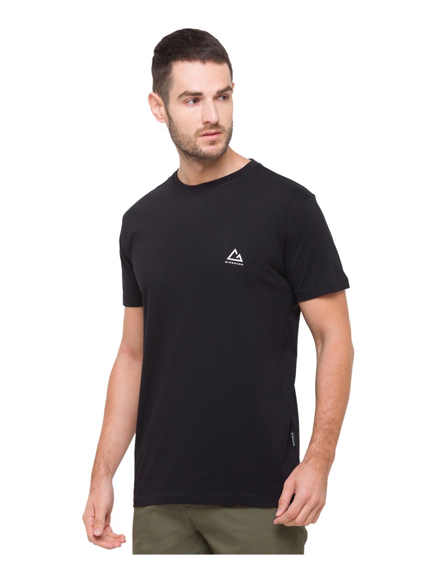 Giordano Black Cotton Slim Fit T-Shirt