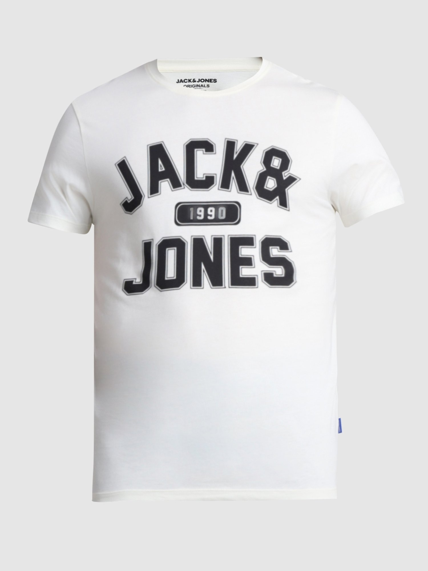 Jack & Jones Star White Cotton Slim Fit Printed T-Shirt
