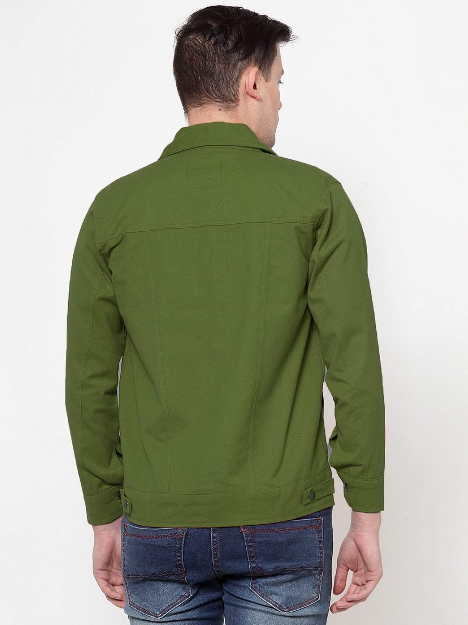 VOXATI Green Full Sleeves Shirt Collar Denim Jacket