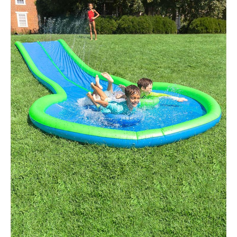 HearthSong Strike Zone 18'L Bowling Water Slide with Two Speed Boards for Outdoor Active Play