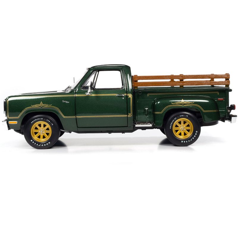 1977 Dodge Warlock 150 Custom Stepside Pickup Truck Medium Green Sunfire Met. w/Gold Graphics 1/18 Diecast Model by Autoworld