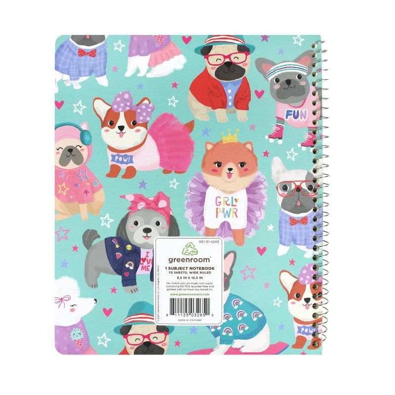 Spiral Notebook 1 Subject College Ruled Fashion Dogs Teal - greenroom