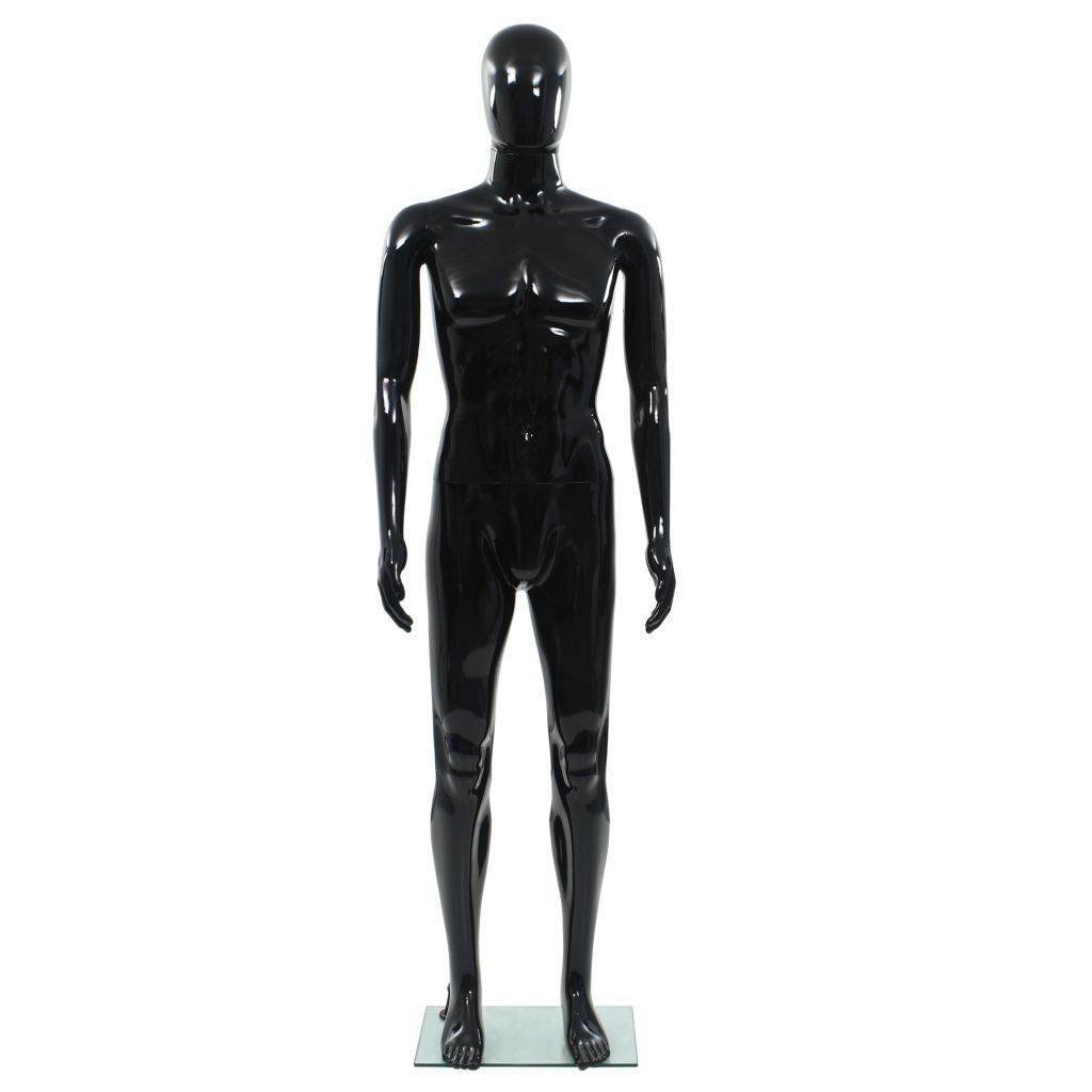 vidaXL Full Body Male Mannequin with Glass Base Glossy Black 72.8" Display