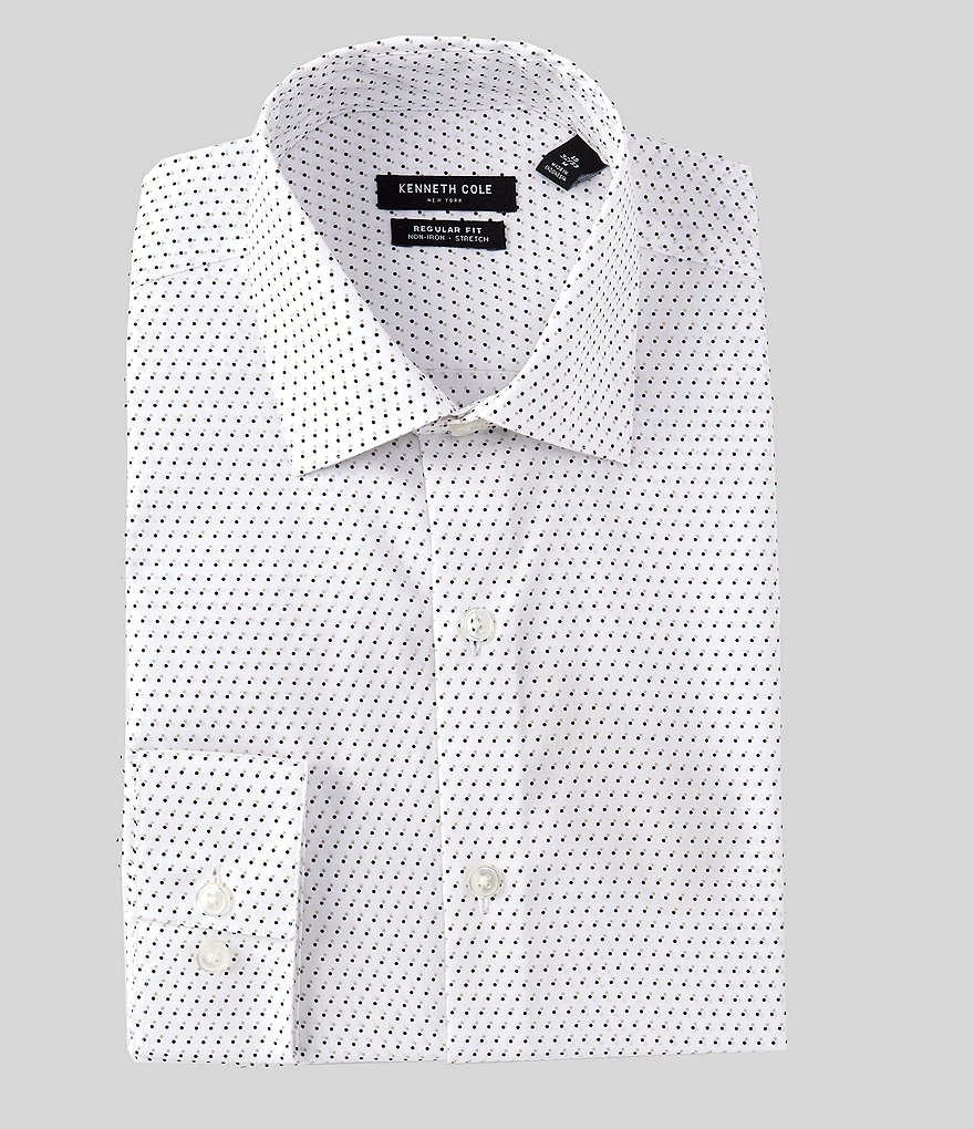 Kenneth Cole New York Non-Iron Regular Fit Spread Collar Printed Dress Shirt