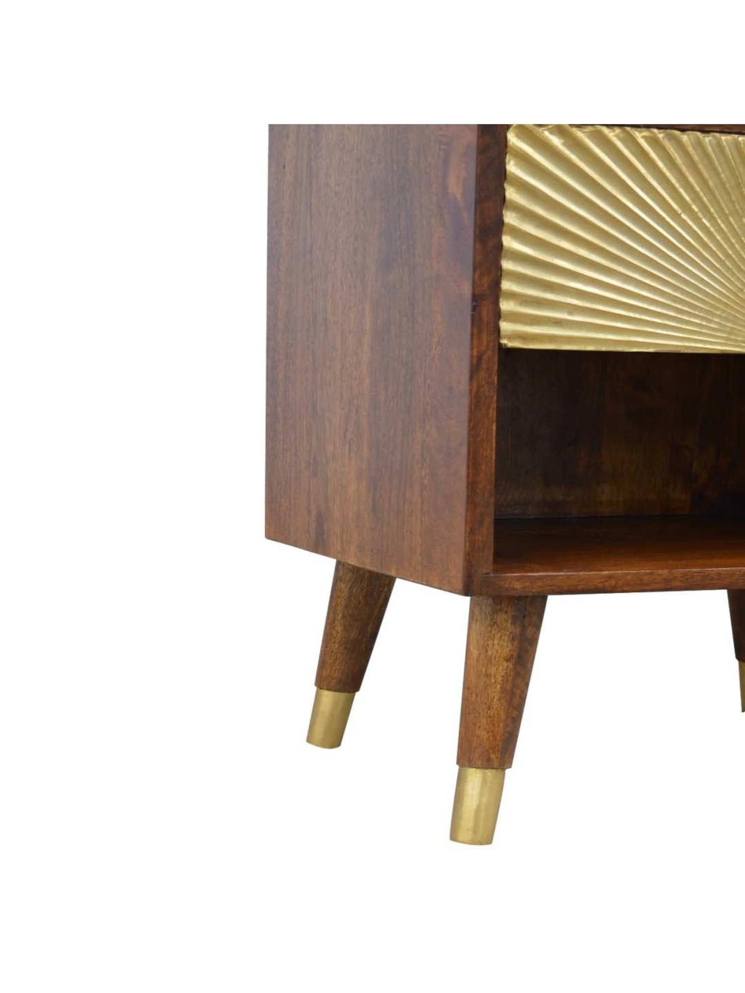 Artisan Furniture Textured Manila Brown Bedside Table With Golden Drawer