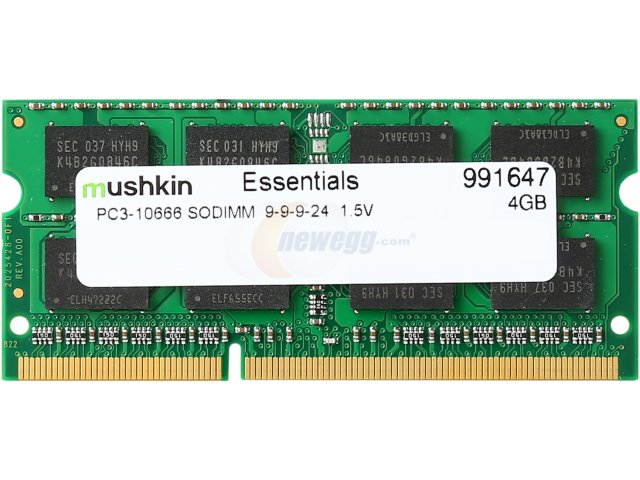 Mushkin Enhanced 4GB DDR3 PC3-10666 1333MHz 204-Pin Laptop Memory Model 991647