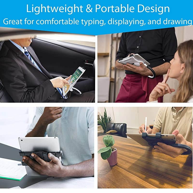 Tablet iPad Hand Grip Holder for iPad Drawing, ebook Reading, Working, Free Angles Portable Hanging on Wall, 2 Brackets Fits 6.6 to 9.6 inch Tablet iPad, Kindle Fire Kobo and More, Black