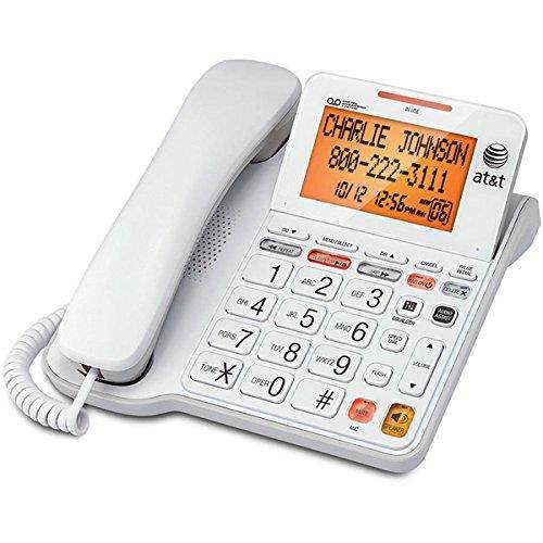 AT&T CL4940 Corded Standard Phone with Answering System and Backlit Display, White