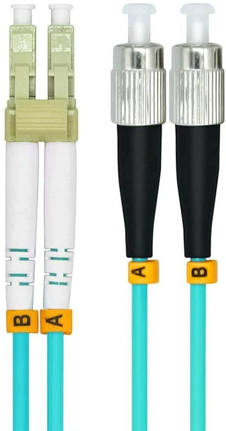 Jeirdus 2Meters 6ft LC to FC Duplex 50/125 10G OM3 Multi-Mode Fiber Optic Cable Jumper Optical Patch Cord LC-FC