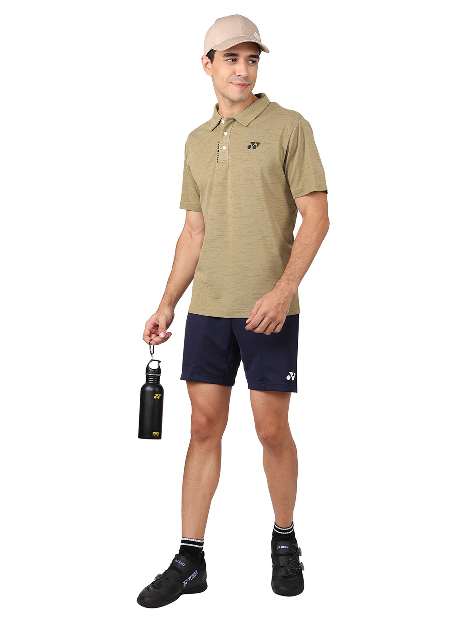 Yonex Khaki Regular Fit Badminton Polo T-Shirt