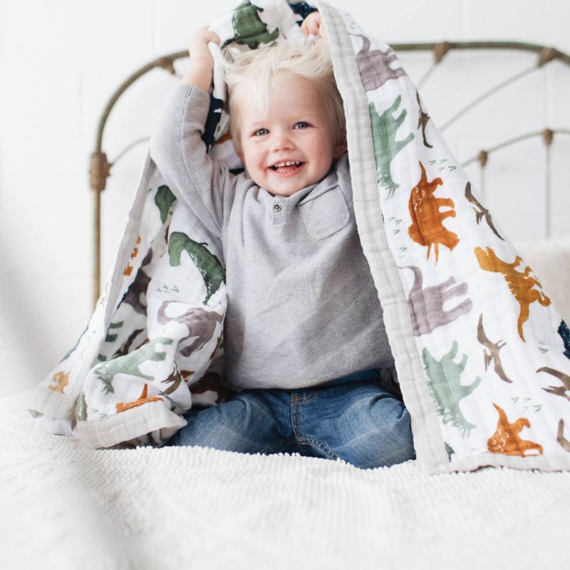 Little Unicorn XL Big Kid Cotton Muslin Quilt - Dino Friends