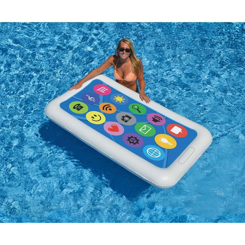 Swimline 68" Smart Phone Inflatable Novelty Swimming Pool Float - White/Blue