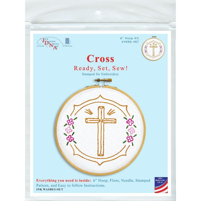 Jack Dempsey Stamped Hoop Kits 6"-Cross