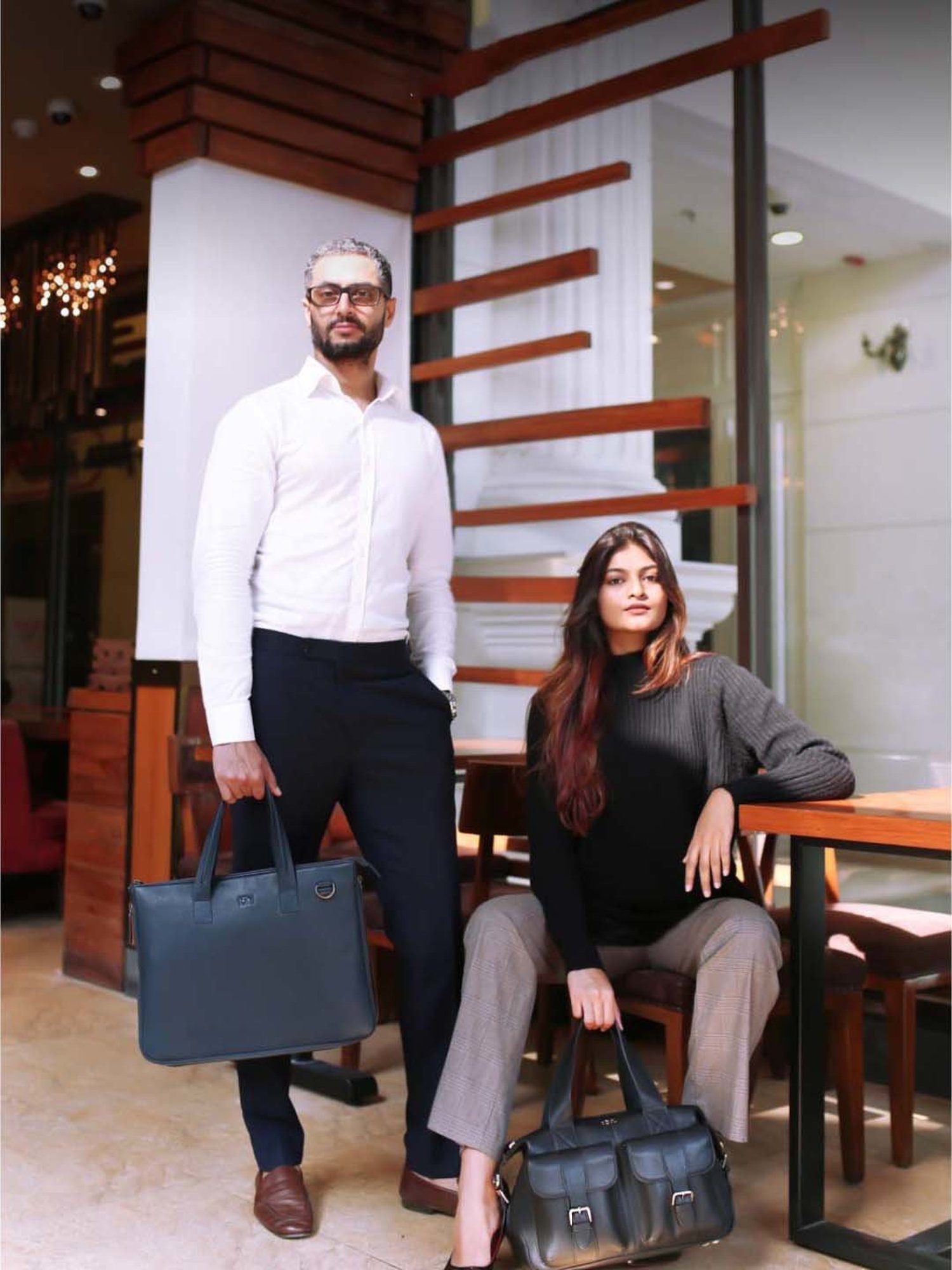 Tohl Pepys Navy Solid Leather Handbag