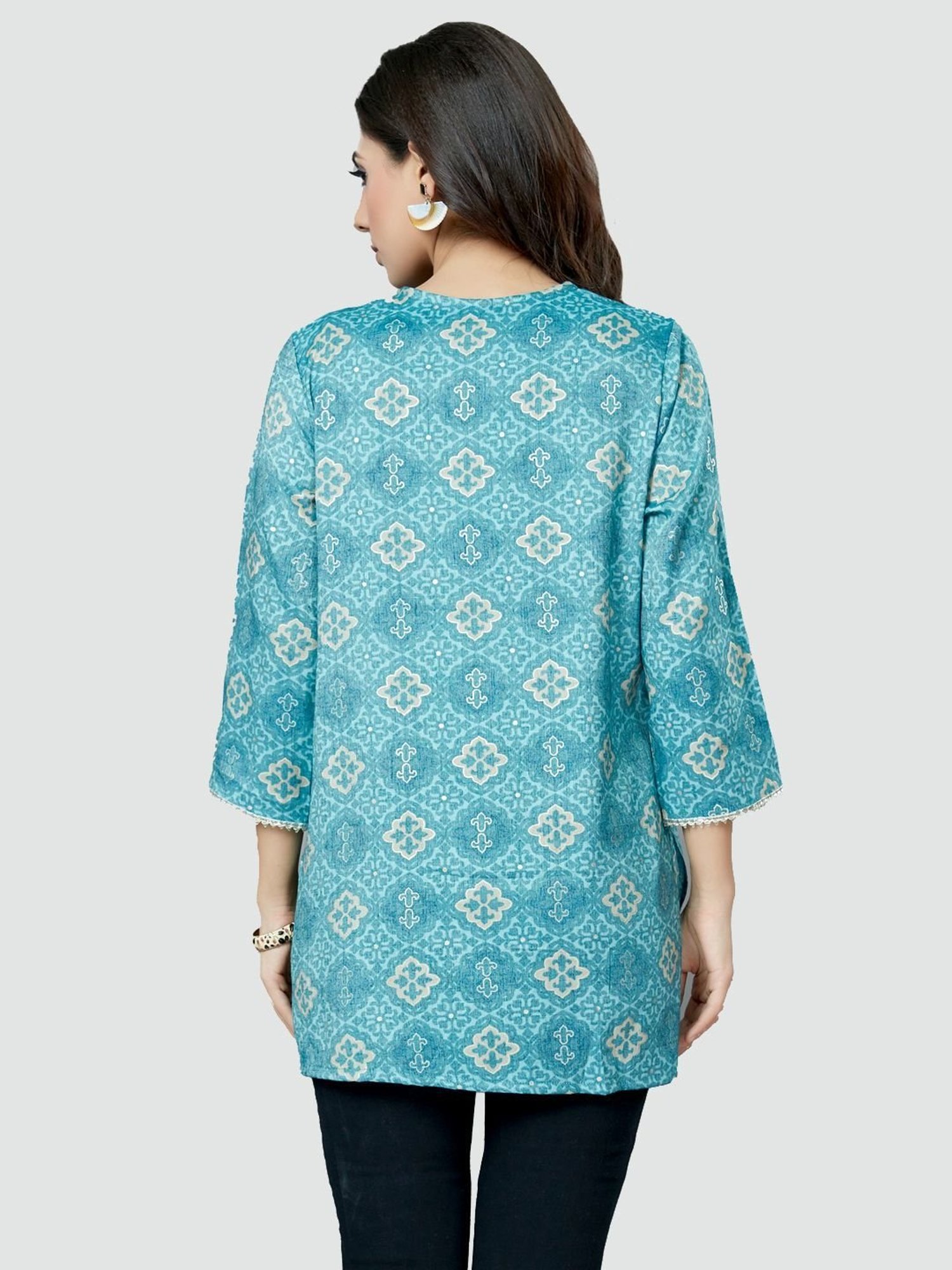 Saree Swarg Blue Printed Tunic
