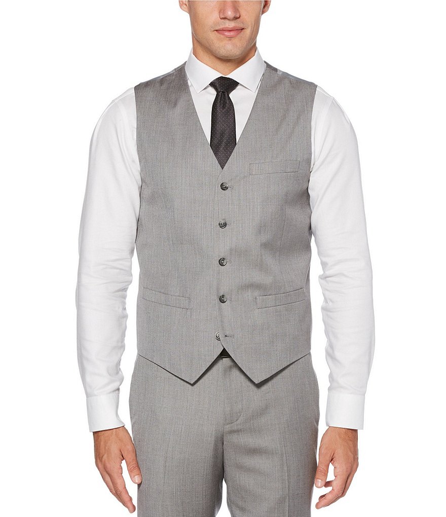 Perry Ellis Big & Tall Slim Fit Herringbone Suit Separates Vest