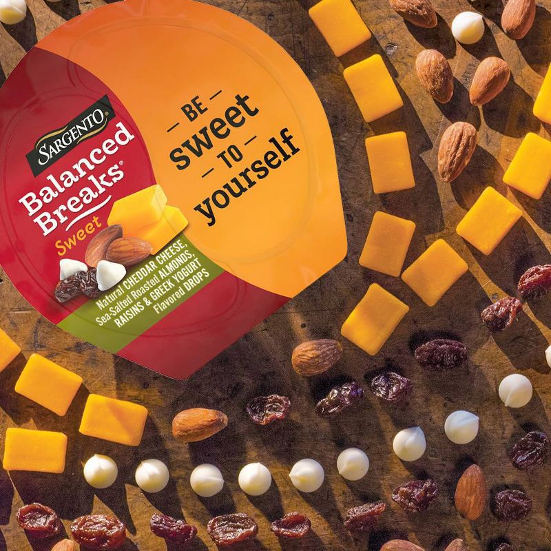Sargento Sweet Balanced Breaks Natural Cheddar Cheese, Sea-Salted Roasted Almonds, Raisins and Greek Yogurt Flavored Drops - 3pk