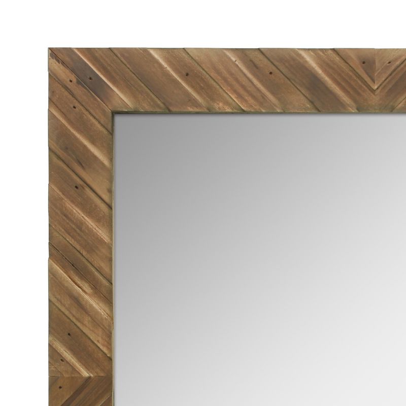 Wood Chevron Decorative Wall Mirror Brown - Stonebriar Collection