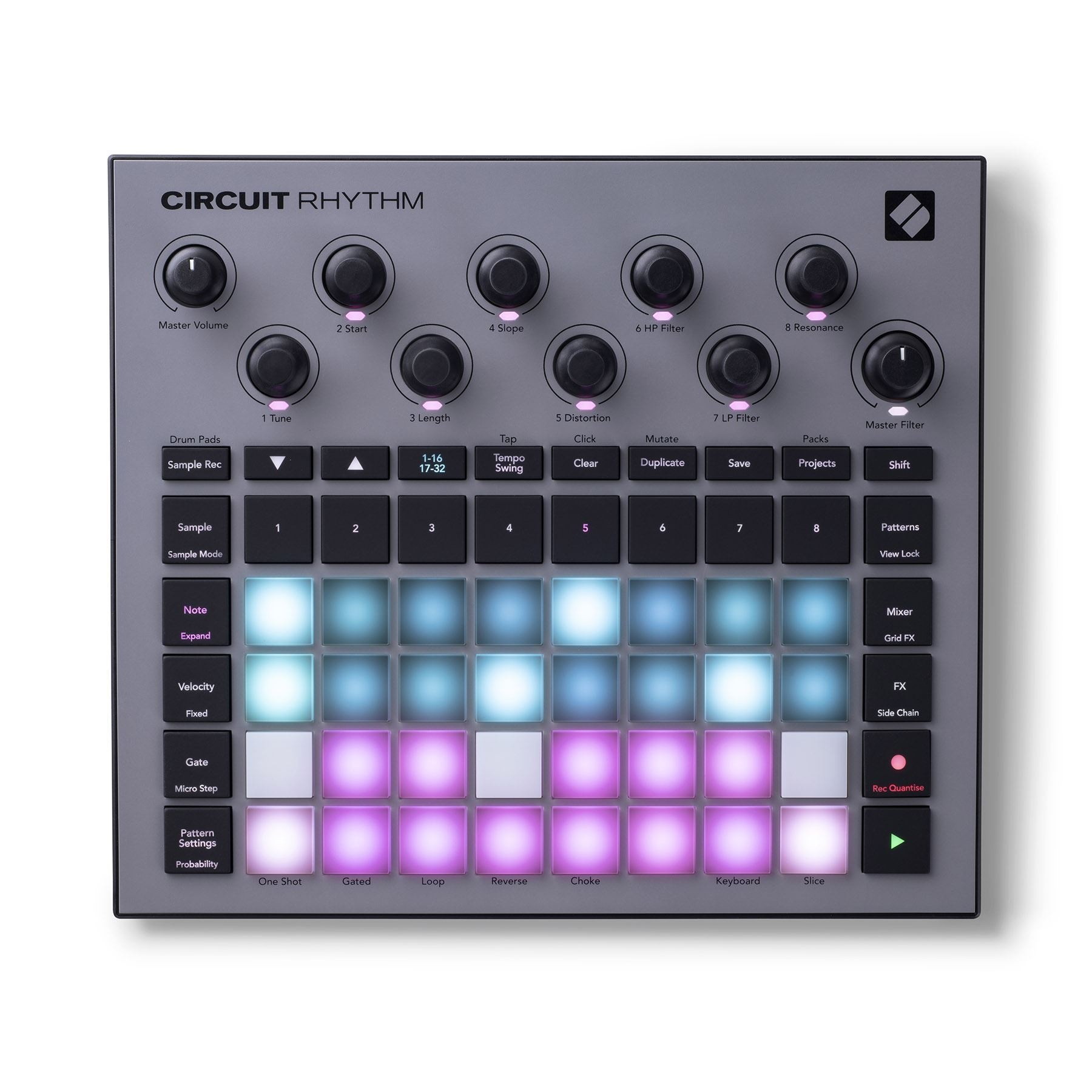 Novation Circuit Rhythm w/ 2 Hosa 1/4" TS Cables & 2 MIDI Cables Bundle